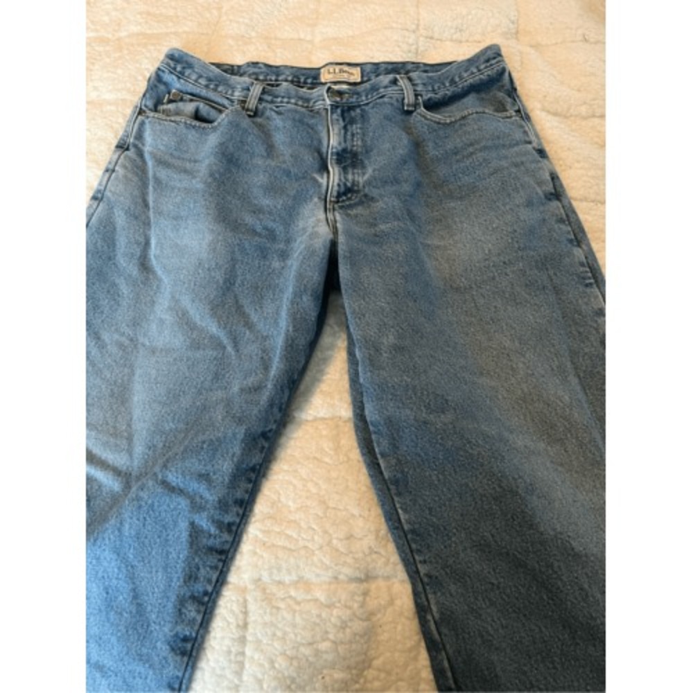 Vintage L.L. Bean‎ flannel lined men's denim jeans Stone Washed Size 40X32